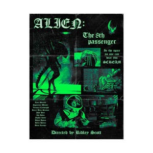 Alien Poster - 1979 Sci-Fi Horror Movie Poster, Xenomorph Wall Art, Ridley Scott Film Decor, Nostromo Spaceship Art, Green Black Print