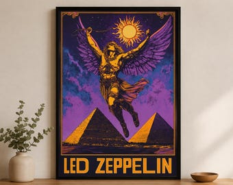 Plakat Led Zeppelin Icarus, psychodeliczna sztuka ścienna Swan Song, wydruk muzyczny z lat 70.