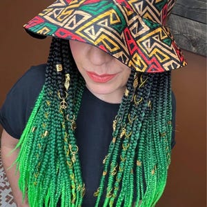 box braid wig, braided wig, hat wig, bucket hat, braids ,box braids