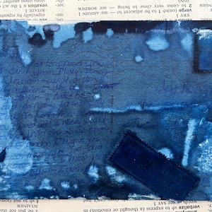 Stampa cianotipica di cartoline blu oceano profondo su cartoline antiche / cartoline perdute / 4x6 OOAK originale