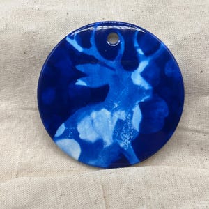 Whimsical Jackalope Blue Cyantype Ceramic 3" Ornaments | Jackalope Mythical Creature Folklore