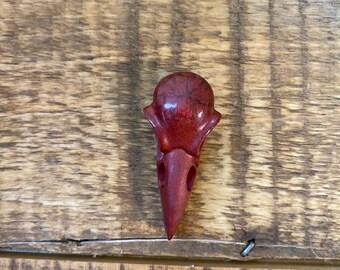 Crow Raven Red Metallic Smooth Resin | Red Metallic Black Bird Skull | Medicine Bird Crow Skull Shrine Parts