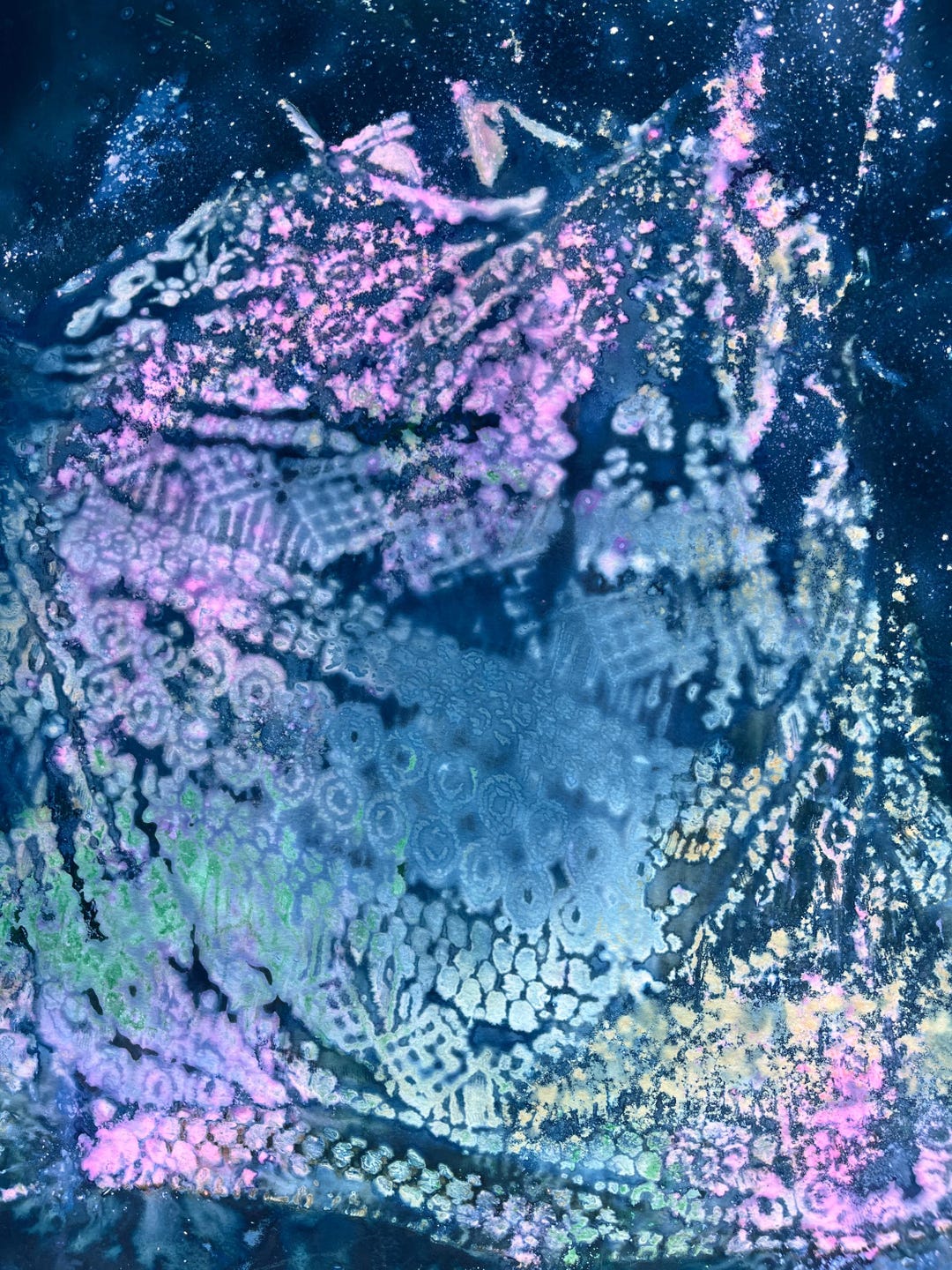 Blue Abstract Cyanotype Art Print | Modern Colorful Wall Hanging - Etsy