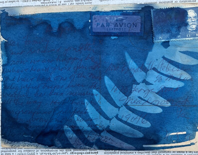 May include: A blue and white envelope with a stamp that says "Par Avion Luftpost" and a handwritten message that says "With regards to the telegram you sent me, I was happy to hear from you. The bracelet is on the way, I hope it gets there in time. I'll let you know when it's been sent. All the very best to you.  Sincerely,  19076"