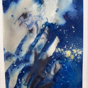 Tarjeta de felicitación de cianotipo - Cianotipo abstracto alternativo Cianotipo - Tarjetas en blanco de agradecimiento Tarjeta de notas - Boho Blue Cyanotype Print estacionario