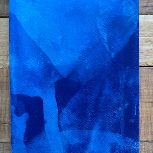 Stampa cianotipica - Blue Waters River - Cianotipi blu profondo su carta - Cianotipi alternativi astratti OOAK Original 6x9