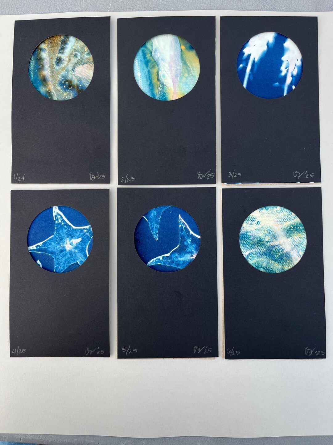 Cyanotype Mini Circle Art | Limited Edition Blue Artwork - Etsy