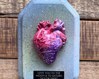 Taylor Swift Pink Anatomical Heart | Love Faux Trophy Ceramic Wood Plaque |  RED Purple Heart Organ Anatomy | Swifty Fan | Valentines Day