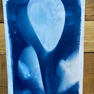 Cyanotype Succulent Plant Blue - Cyanotype Print Tree Boho Art - Unique Art - OOAK Original