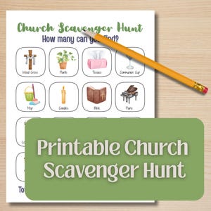Church scavenger hunt, fun church games, Sunday school youth group activities, printable instant download, pdf, Christian church party games