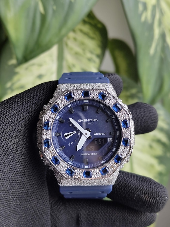 Buy Custom Iced Out Watch: VVS Moissanite, Blue Dial by  display picture 1