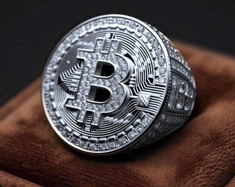 Bitcoin Silver Ring – Iced Out, Luxury Statement Crypto Jewelry for Men