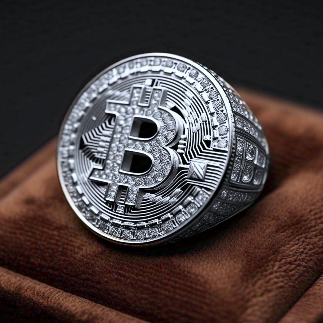 Silver Bitcoin Ring - Etsy Canada
