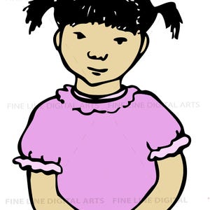 Cute girl illustration, line art illustration of a girl, line art illustration of child, child