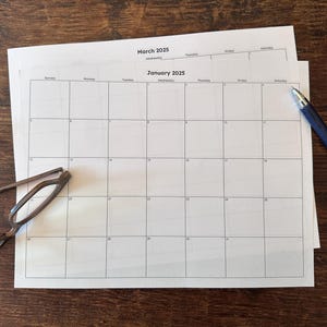 2025 Printable Monthly Calendar PDF – Minimalist Calendar, One Page Per Month, 8.5x11 Digital Download
