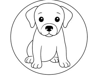 May include: A black and white coloring book cover featuring a cartoon dog inside a circle. The text "Lukis Hundemalbuch" is at the top, with German text below the dog that reads "Das ist Luki, ein kleiner, neugieriger Hund. Viel Spass beim Ausmalen!"