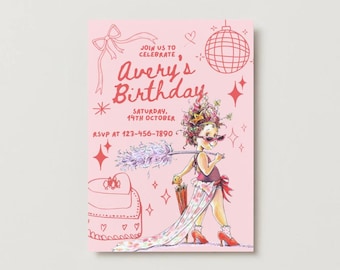 Editable Fancy Nancy Invite Front Only | Fancy Birthday Printable
