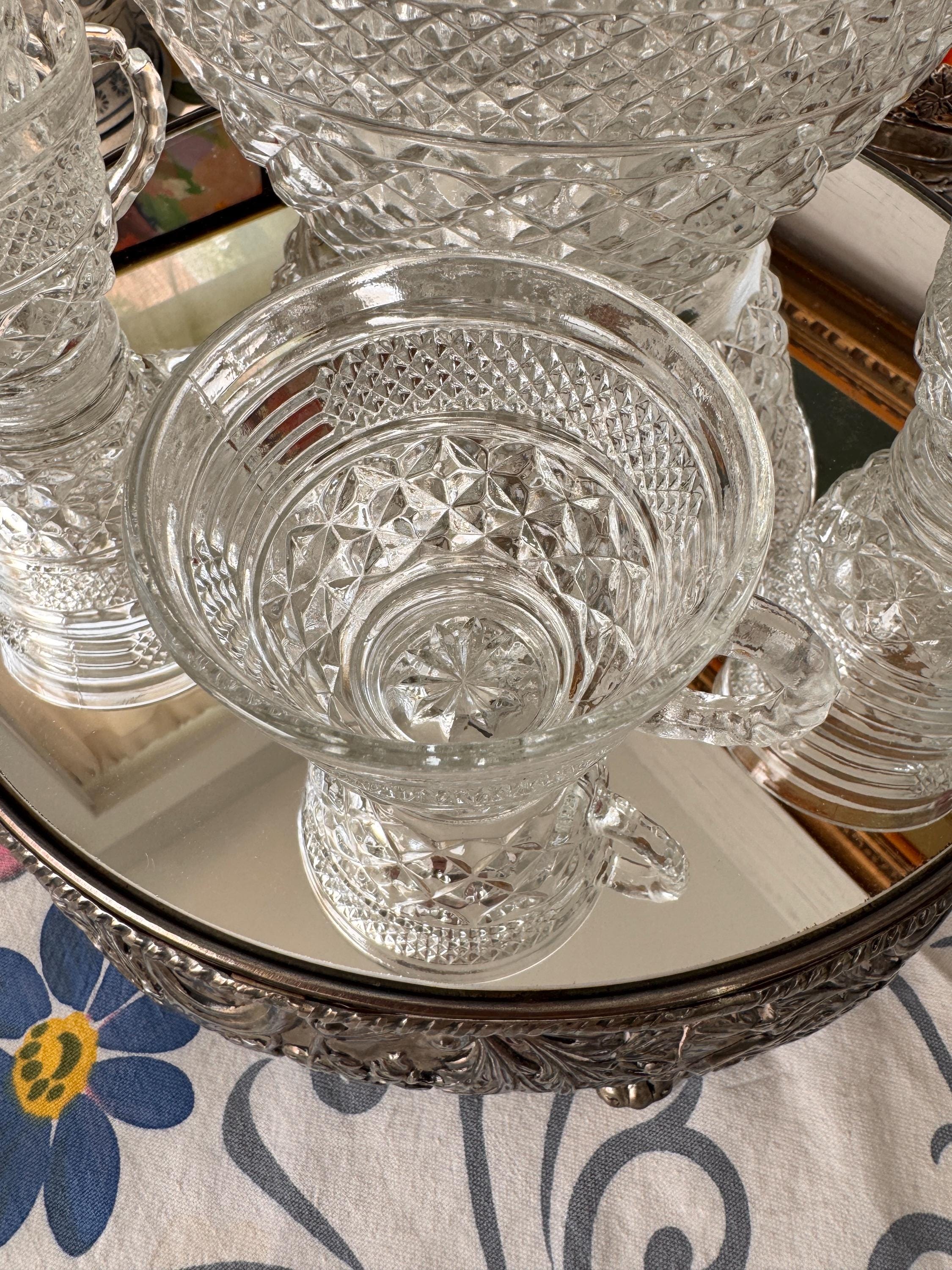 Vintage Anchor Hocking Wexford Punch Bowl Set: 1980s Retro