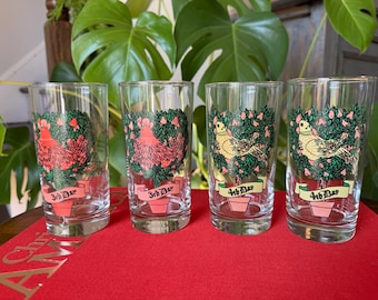Vintage Anchor Hocking 12 Days of Christmas Glasses – Individual Glasses Available - Mid Century Holiday