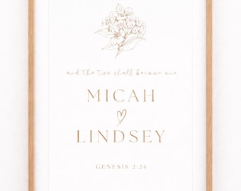 Personalized Wedding Bible Verse Print | Custom Names, Date Ceremony Decor
