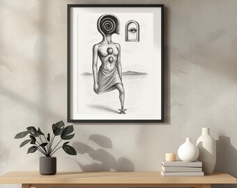 Awakening Through the Spiral - Inner Journey. Spiritual Surreal Wall Art - Mindful Reflection, Printable Digital Art