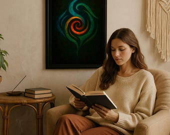 Ember / Essence – Surreal Spiritual Spiral Wall Art, Mystical Seal Poster, Alchemy Print for balance and serenity