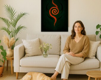 Flame. Alchemy Spiral Seal Artwork, Surreal Spiritual Poster, Transformation Occult Wall Print for Energy renewal and cleansing