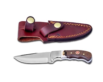 Handmade Carbon Steel Hunting Knife with Leather Sheath - Full Tang