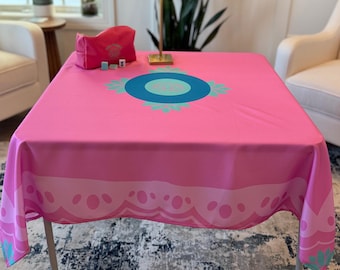 card table tablecloth, Mahjong Tablecloth, pink and aqua, matches our mats!