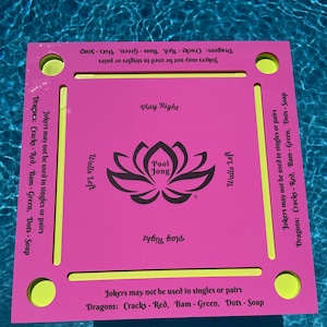 Pool Jong,The Original Floating f Mahjong Table for the pool floating game table with instructions, pink top with yellow bottom image 4