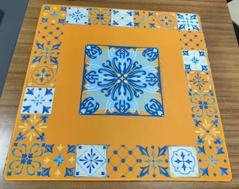 Mahjong or rumikube neoprene no noise mat - Sicilian Sunset Neoprene