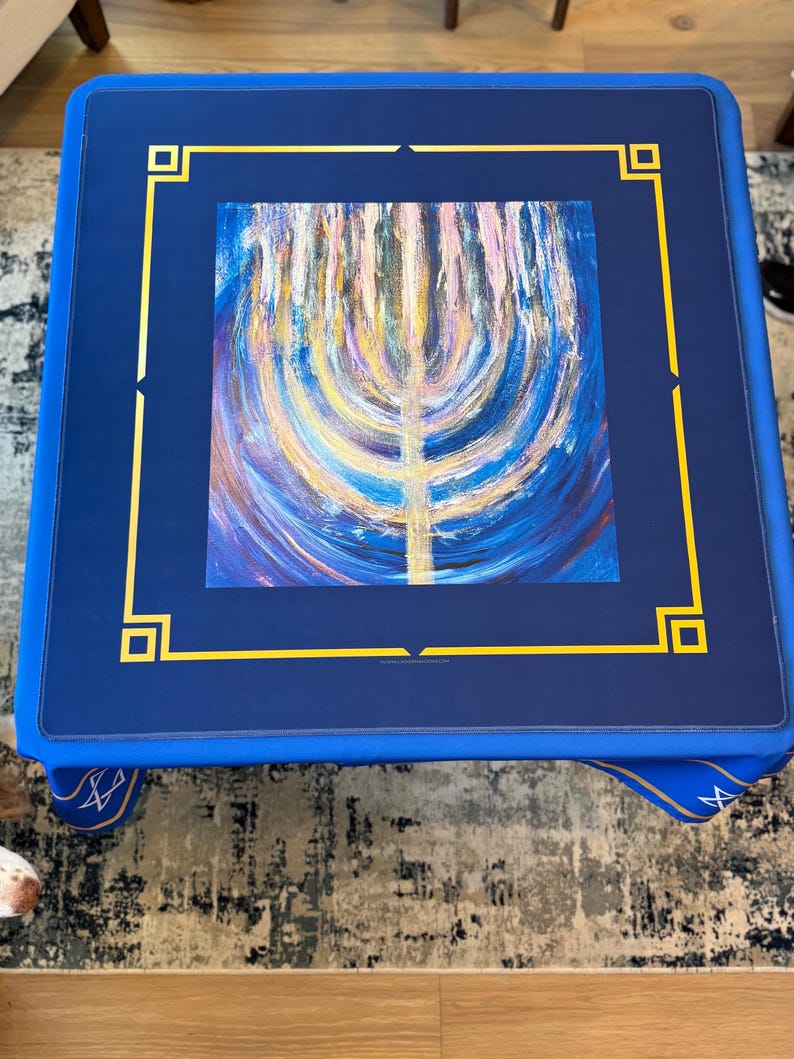 Hanukkah Mahjong Mat – Festival of Lights (Menorah Mat)