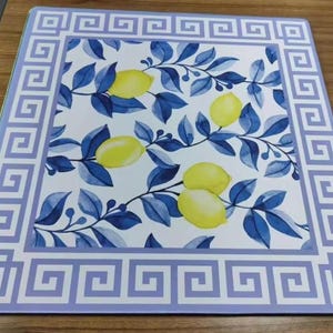 Tapete de Mahjong Coastal Capri con bolsa: Neopreno con estampado de limones, 31,5 x 31,5 imagen 1