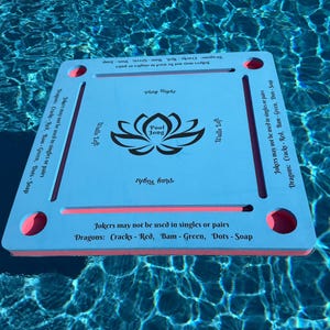 Pool Jong, Mahjong for the pool floating game table with instructions, aqua top with pink bottom image 1