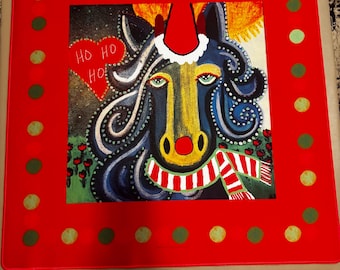 Tapete de Mahjong navideño – Diseño festivo de Mahjicorn / 80 x 80 cm