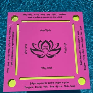 Pool Jong,The Original Floating f Mahjong Table for the pool floating game table with instructions, pink top with yellow bottom image 5
