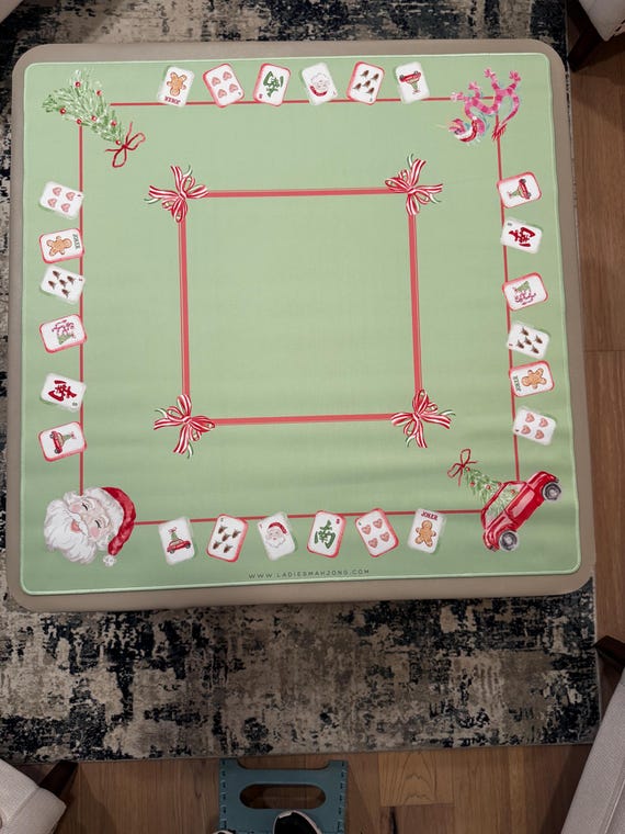 Christmas Mahjong Mat – HoHoHo Holiday Design | 31.5”x31.5”