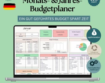 Budgetplaner 2026 Google Sheets Excel | Haushaltsbuch Vorlage | Ausgaben Sparen | Monatlicher Finanzplaner