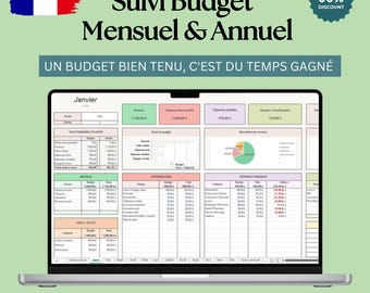 Budget Mensuel et Annuel 2026 Excel et Google Sheets | Planificateur Budgétaire Français | Suivi Dépenses, Épargne Prêts