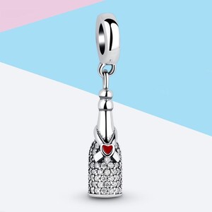 Charm de botella de champán Pandora Celebration Time de plata con circonitas cúbicas