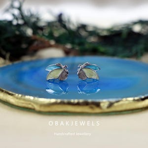 S925 Silver Enamel Butterfly Stud Earrings Women&#39;s Elegant Ear Jewelry