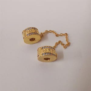 pandora logo safety chain clip charm 925 silver