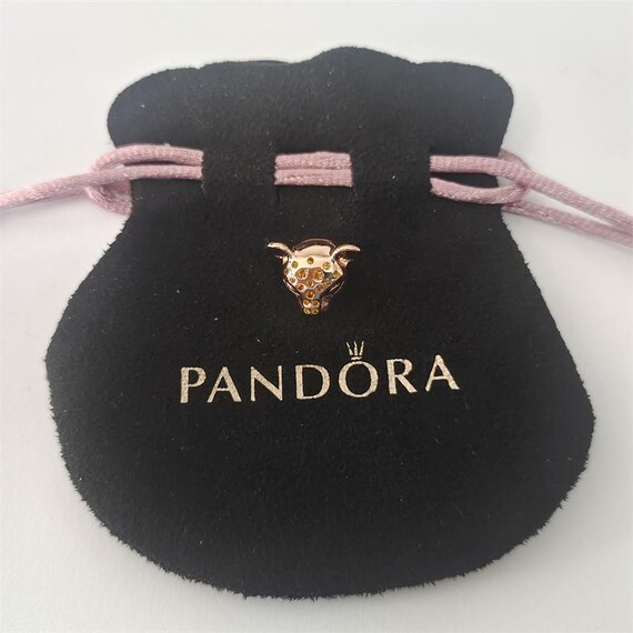 Sterling Silver Rose Gold Sparkling Lion Princess Charm Pandora Pouch