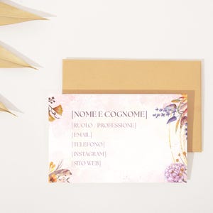 Biglietto da visita personalizzabile - Template Canva modificabile - Design floreale elegante - File digitale
