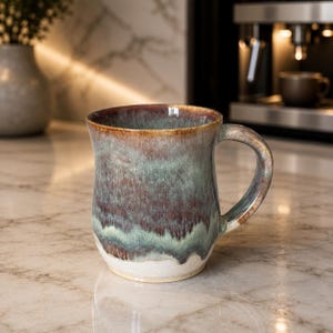 Handmade Stoneware Mug – Rustic Glazed Coffee Cup, Earthy Tones, Wheel Thrown Pottery