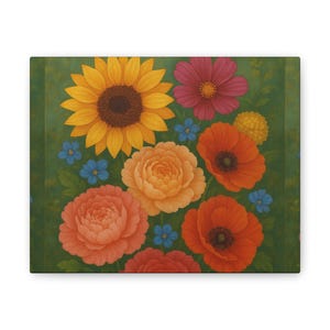 Floral Canvas Wall Art, Colorful Flower Decor for Home, Spring Decor, Gift for Nature Lovers, Bright Flower Canvas