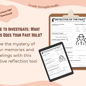 Hoja de trabajo de Detective del Pasado / Sanación del Niño Interior Imprimible para Terapia y Asesoramiento