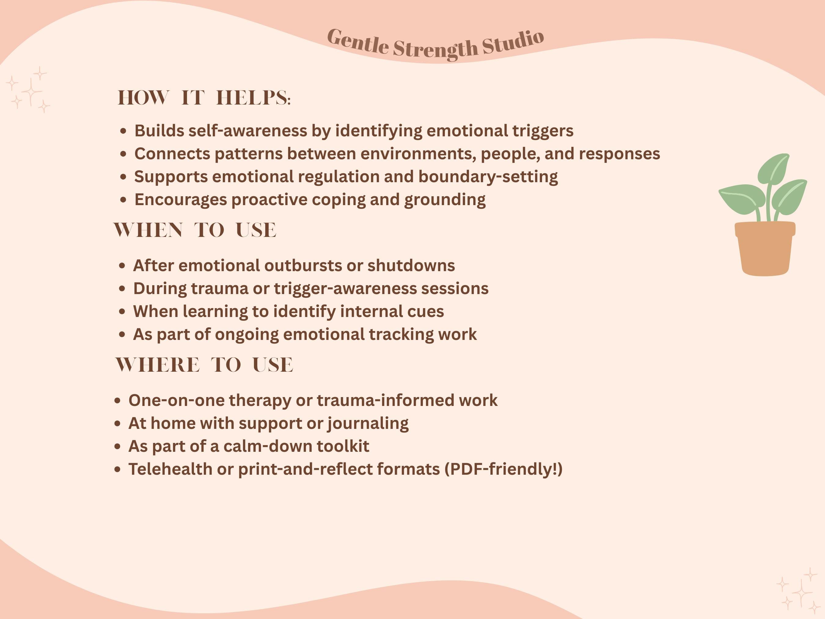 Trigger Tracker | Printable Mental Health Journal Pages for Emotional ...