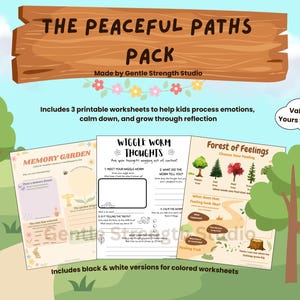 Peaceful Paths Pack | Calming Worksheets for Kids (20% Off!) | SEL Emotional Regulation Printables | Therapy Coping Tools