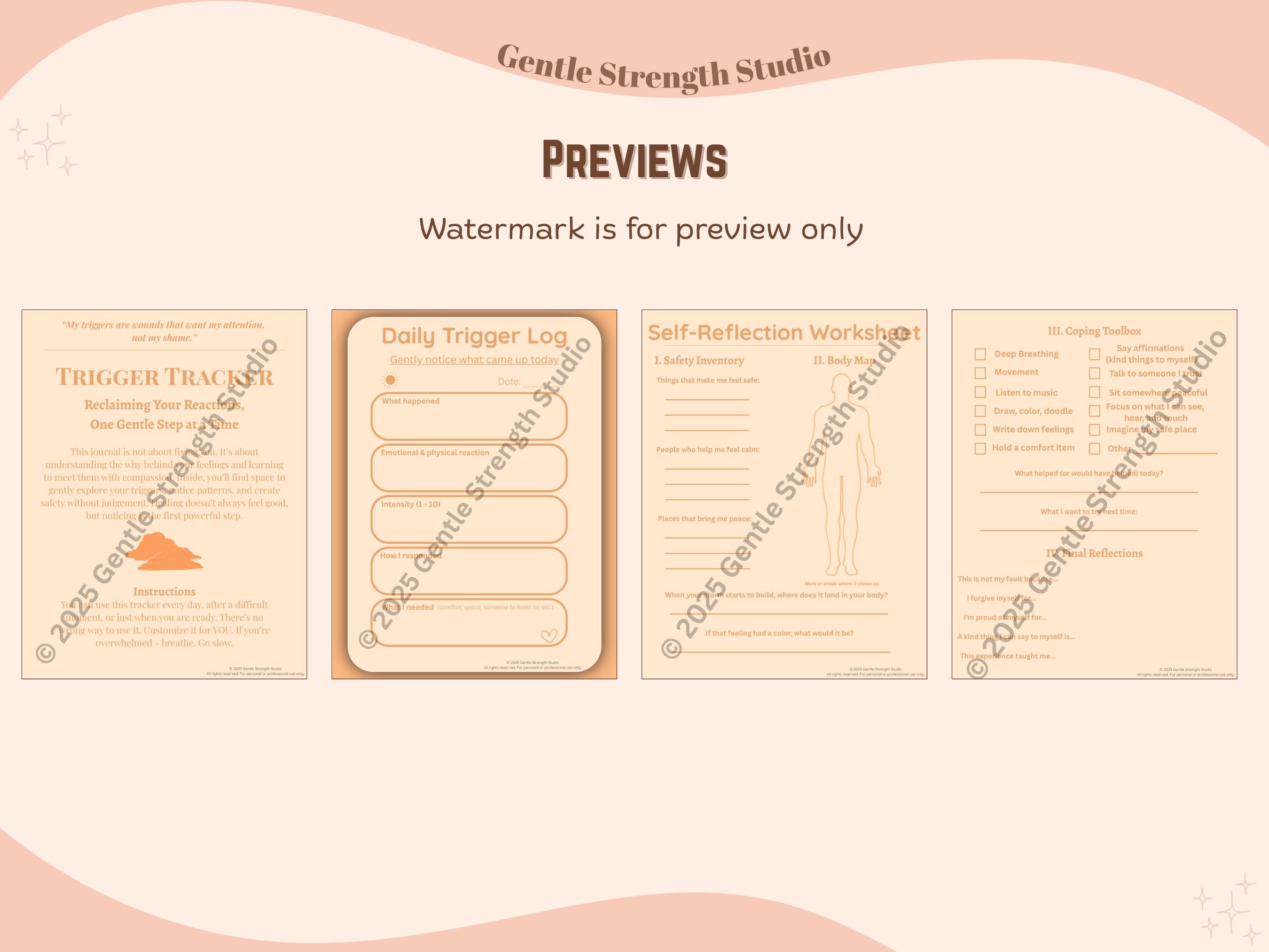 Trigger Tracker | Printable Mental Health Journal Pages for Emotional ...